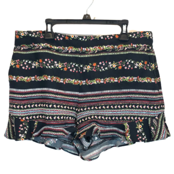 LOFT Pants - LOFT Black Floral Striped Shorts - 4  - NEW